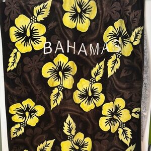 Source Unknown Yellow and Brown Beach Towel Tropical Floral Design